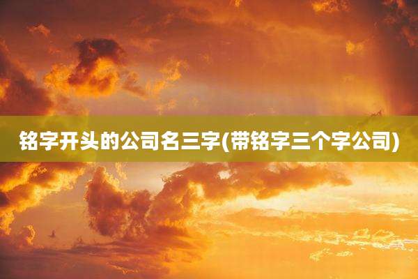 铭字开头的公司名三字(带铭字三个字公司)