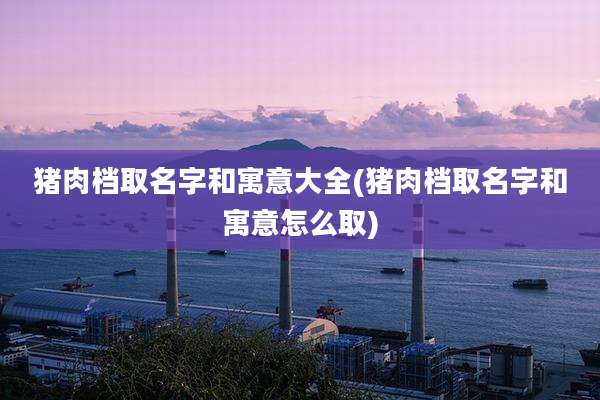 猪肉档取名字和寓意大全(猪肉档取名字和寓意怎么取)
