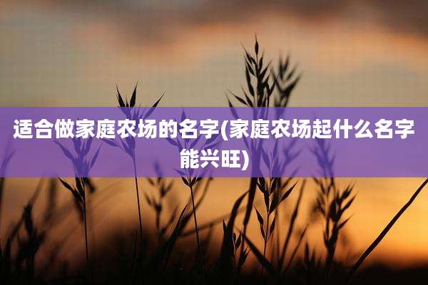 适合做家庭农场的名字(家庭农场起什么名字能兴旺)