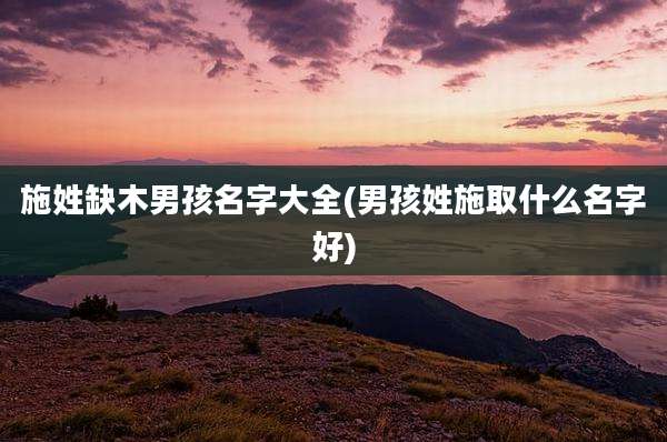 施姓缺木男孩名字大全(男孩姓施取什么名字好)