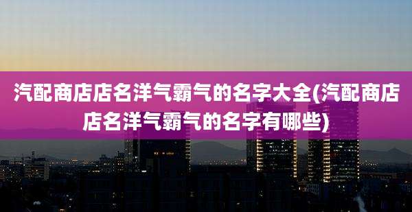 汽配商店店名洋气霸气的名字大全(汽配商店店名洋气霸气的名字有哪些)