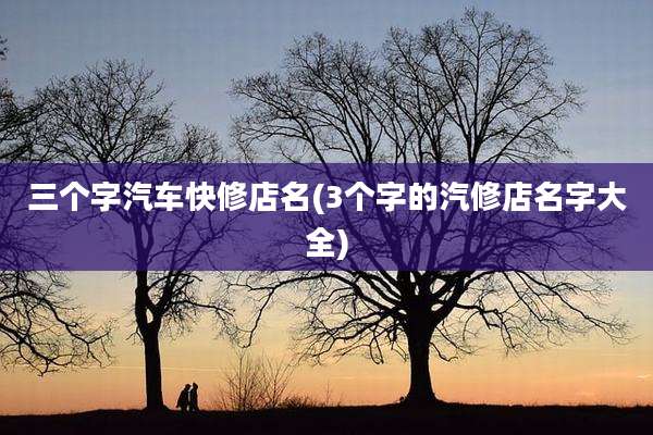 三个字汽车快修店名(3个字的汽修店名字大全)