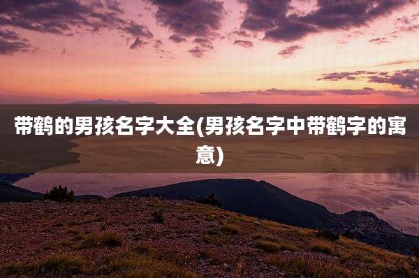 带鹤的男孩名字大全(男孩名字中带鹤字的寓意)