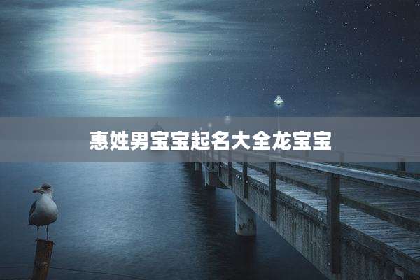 惠姓男宝宝起名大全龙宝宝