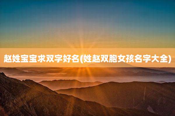 赵姓宝宝求双字好名(姓赵双胞女孩名字大全)