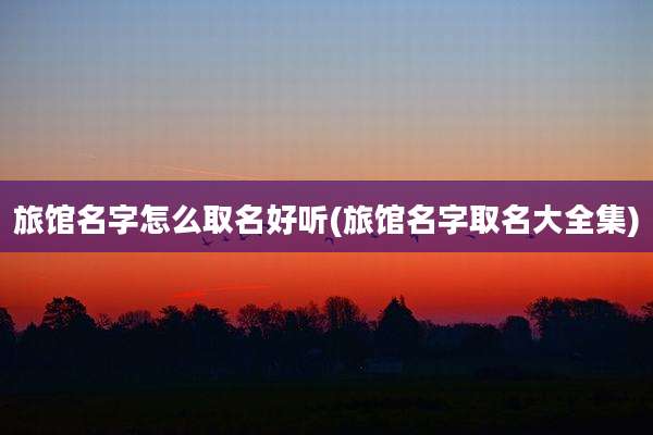 旅馆名字怎么取名好听(旅馆名字取名大全集)