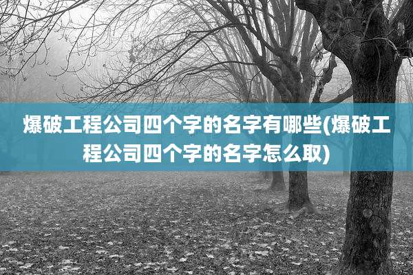 爆破工程公司四个字的名字有哪些(爆破工程公司四个字的名字怎么取)