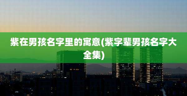 紫在男孩名字里的寓意(紫字辈男孩名字大全集)