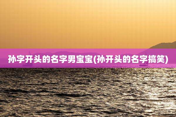 孙字开头的名字男宝宝(孙开头的名字搞笑)