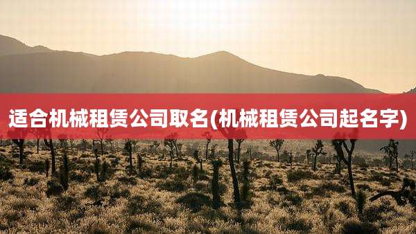 适合机械租赁公司取名(机械租赁公司起名字)