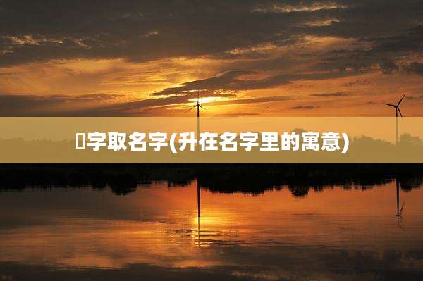 昇字取名字(升在名字里的寓意)