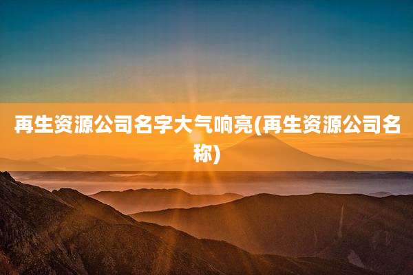 再生资源公司名字大气响亮(再生资源公司名称)