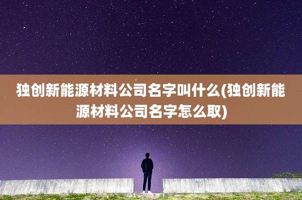 独创新能源材料公司名字叫什么(独创新能源材料公司名字怎么取)