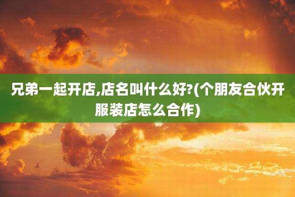 兄弟一起开店,店名叫什么好?(个朋友合伙开服装店怎么合作)