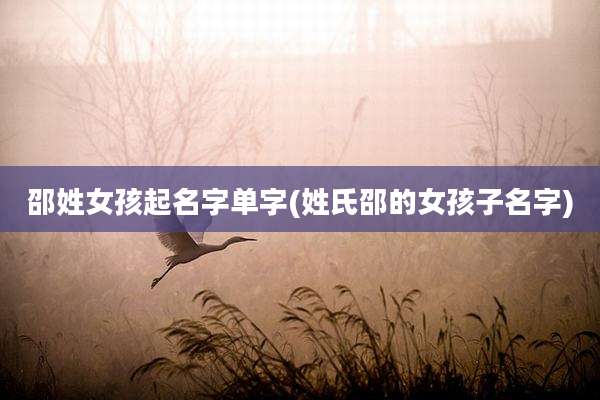 邵姓女孩起名字单字(姓氏邵的女孩子名字)