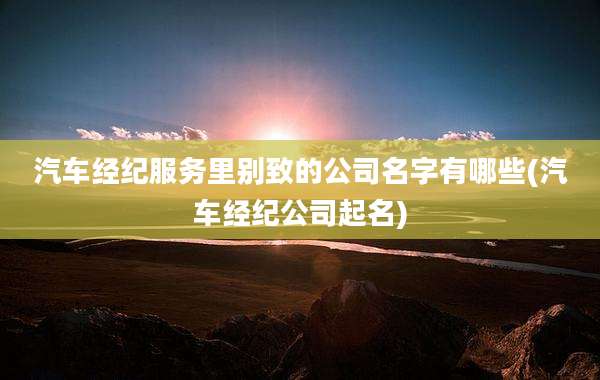 汽车经纪服务里别致的公司名字有哪些(汽车经纪公司起名)