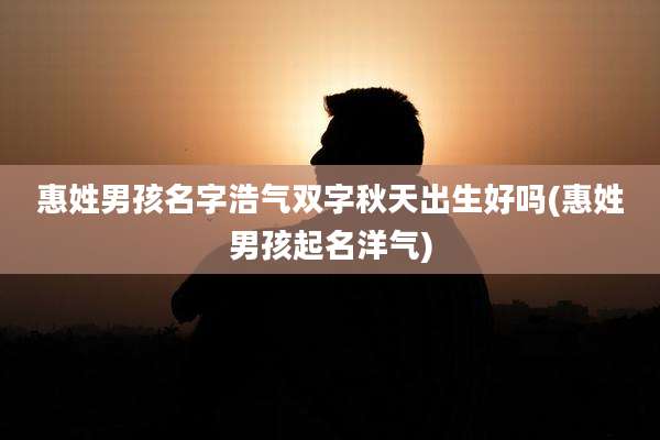 惠姓男孩名字浩气双字秋天出生好吗(惠姓男孩起名洋气)