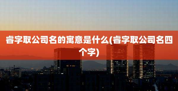 睿字取公司名的寓意是什么(睿字取公司名四个字)