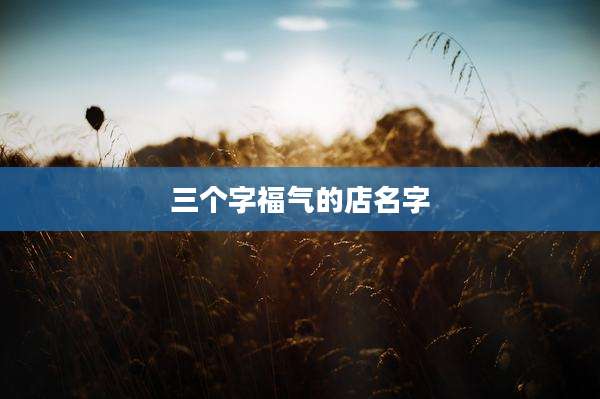 三个字福气的店名字
