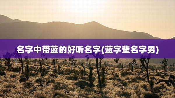 名字中带蓝的好听名字(蓝字辈名字男)