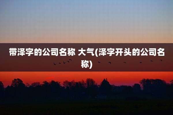 带泽字的公司名称 大气(泽字开头的公司名称)