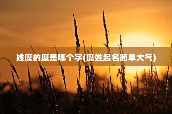姓糜的糜是哪个字(糜姓起名简单大气)