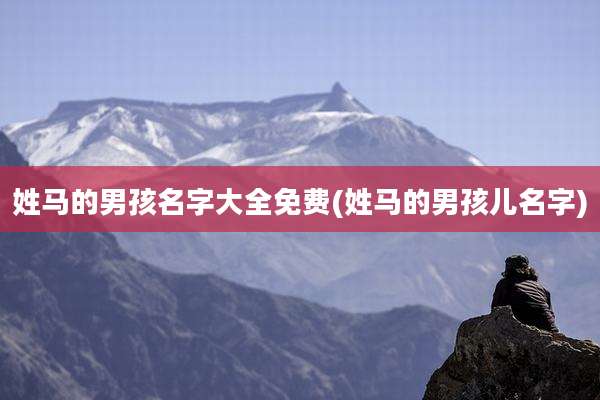 姓马的男孩名字大全免费(姓马的男孩儿名字)
