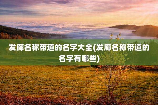 发廊名称带道的名字大全(发廊名称带道的名字有哪些)