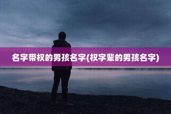 名字带权的男孩名字(权字辈的男孩名字)