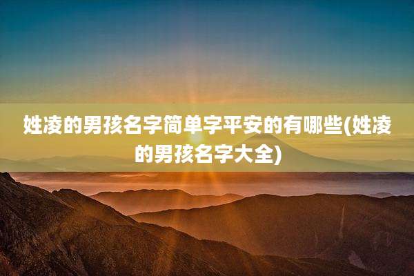 姓凌的男孩名字简单字平安的有哪些(姓凌的男孩名字大全)