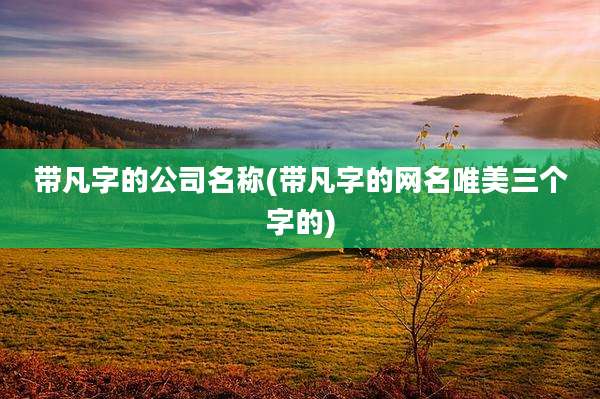 带凡字的公司名称(带凡字的网名唯美三个字的)