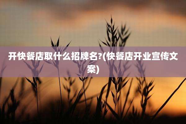 开快餐店取什么招牌名?(快餐店开业宣传文案)
