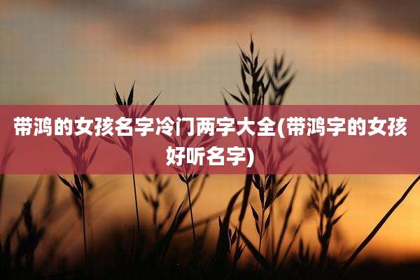 带鸿的女孩名字冷门两字大全(带鸿字的女孩好听名字)