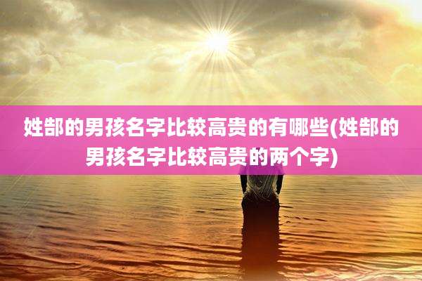 姓郜的男孩名字比较高贵的有哪些(姓郜的男孩名字比较高贵的两个字)