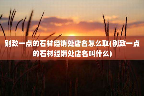 别致一点的石材经销处店名怎么取(别致一点的石材经销处店名叫什么)