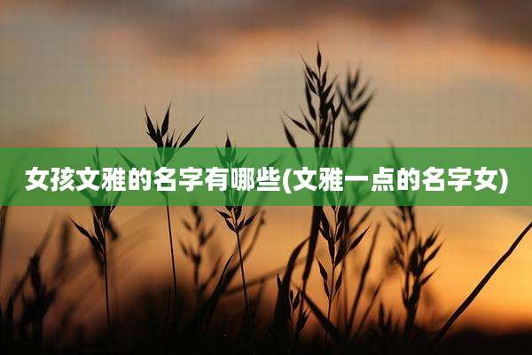 女孩文雅的名字有哪些(文雅一点的名字女)