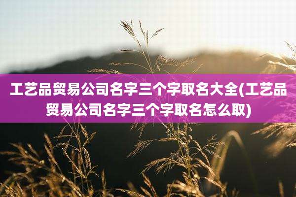 工艺品贸易公司名字三个字取名大全(工艺品贸易公司名字三个字取名怎么取)