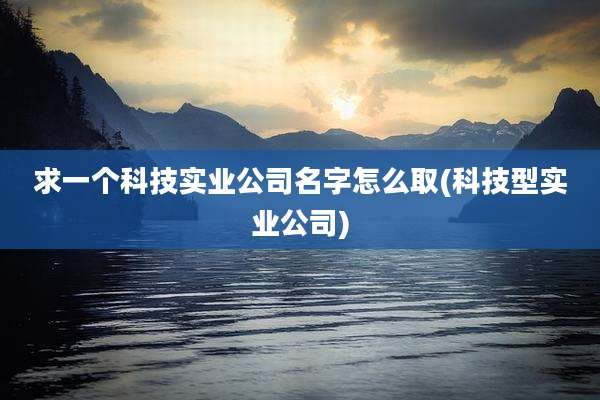 求一个科技实业公司名字怎么取(科技型实业公司)