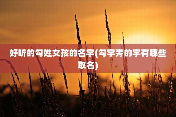 好听的勾姓女孩的名字(勾字旁的字有哪些取名)
