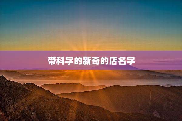 带科字的新奇的店名字