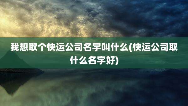 我想取个快运公司名字叫什么(快运公司取什么名字好)