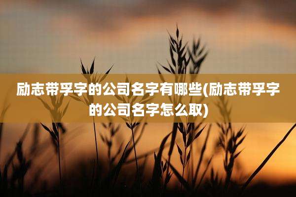 励志带孚字的公司名字有哪些(励志带孚字的公司名字怎么取)