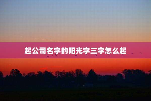 起公司名字的阳光字三字怎么起