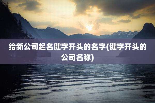 给新公司起名健字开头的名字(健字开头的公司名称)