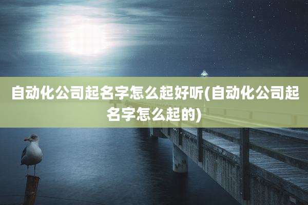自动化公司起名字怎么起好听(自动化公司起名字怎么起的)