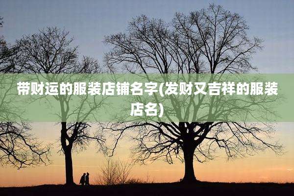 带财运的服装店铺名字(发财又吉祥的服装店名)