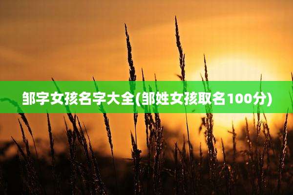 邹字女孩名字大全(邹姓女孩取名100分)