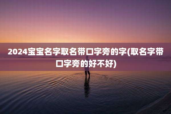 2024宝宝名字取名带口字旁的字(取名字带口字旁的好不好)