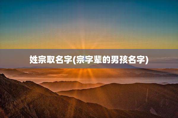 姓宗取名字(宗字辈的男孩名字)