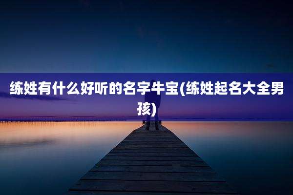 练姓有什么好听的名字牛宝(练姓起名大全男孩)